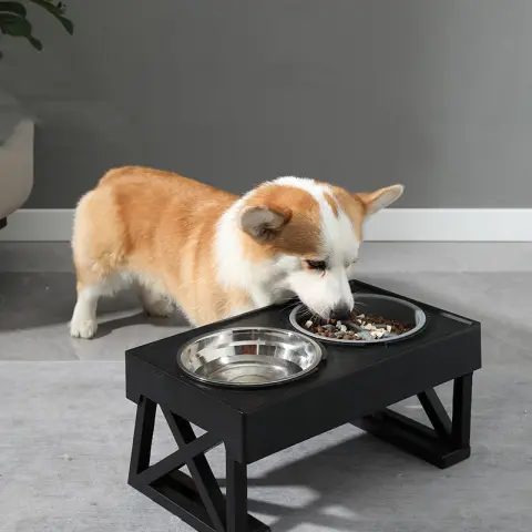 Pet Adjustable Elevated Stainless Steel Vertical Anti-choke Slow Food