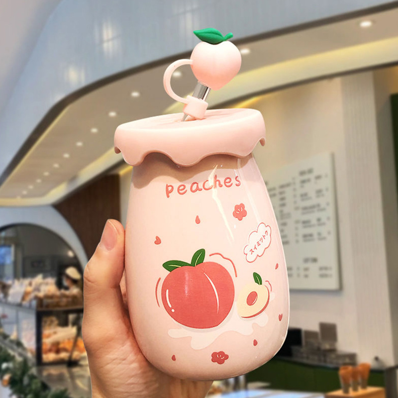 Sake bottle plus peach