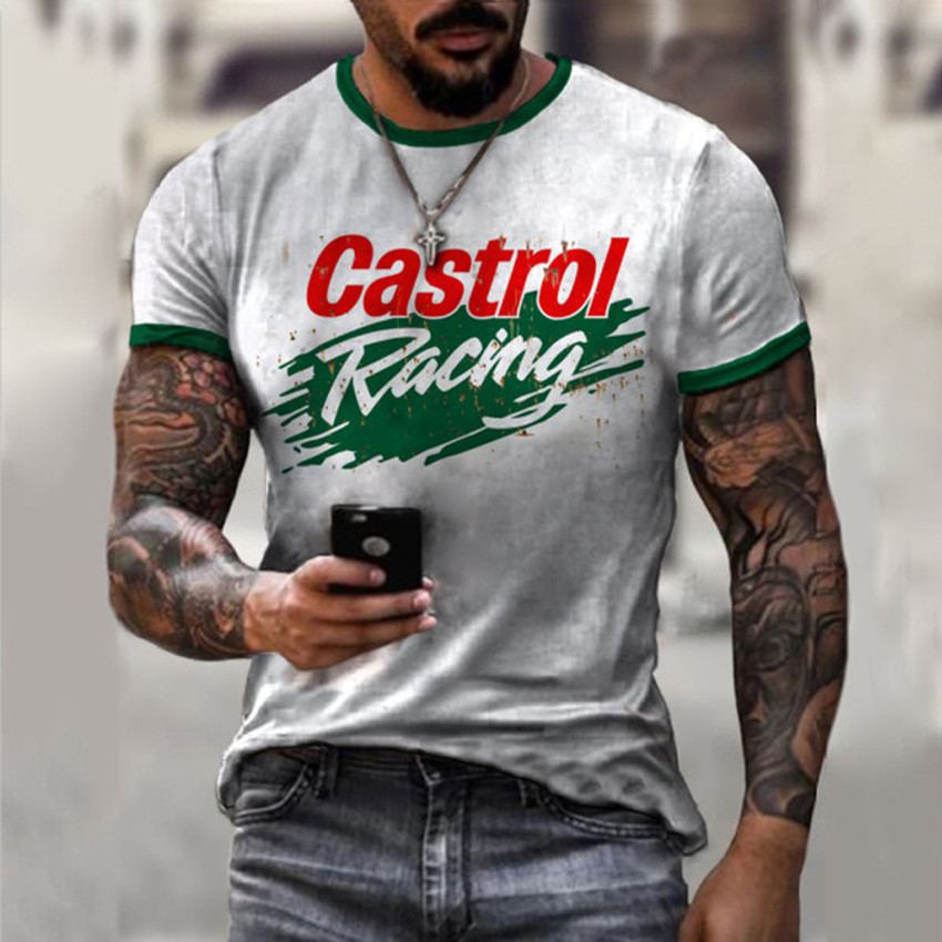 Title 2, Camiseta de hombre estampada holgada manga cort...