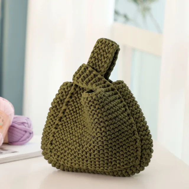Fabric Thread Handmade Diy Woven Handbag Material Bag Army Green - Shop at LoveMi