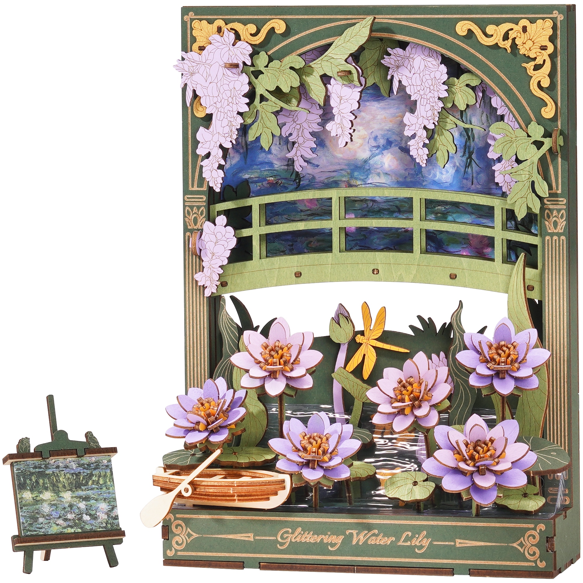 ROWOOD 3D Wooden Flower Puzzle - Flower Model With LED Lights,Desktop And Wall Display,Decorative Holiday And Birthday Gift, Artistic Flower DIY Kit For Adults And Teens