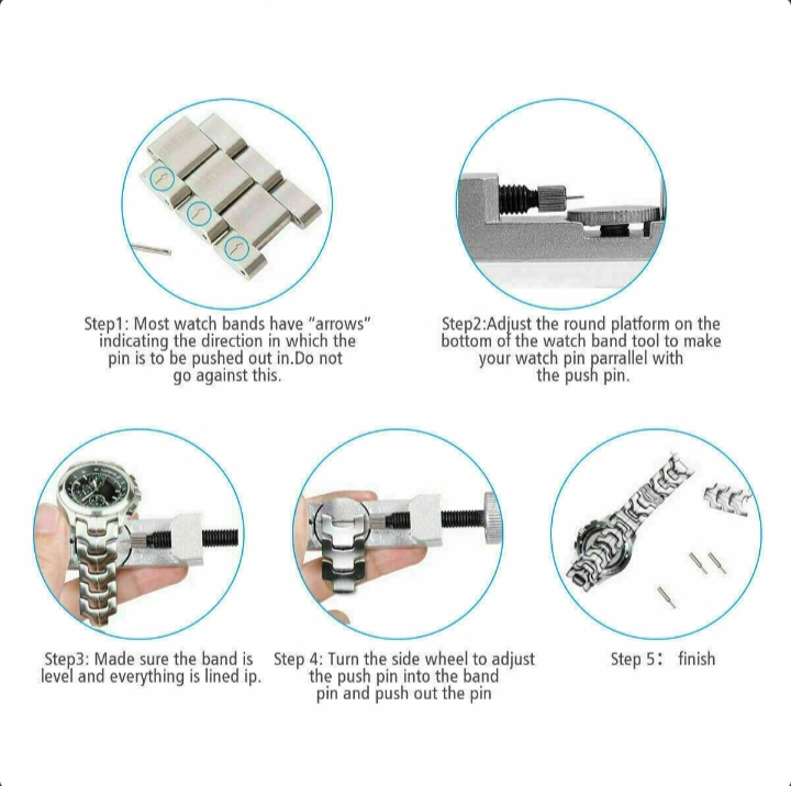 Metal Adjustable Watch Band Strap Bracelet Link Pin Remover Repair Tool Kit US 7