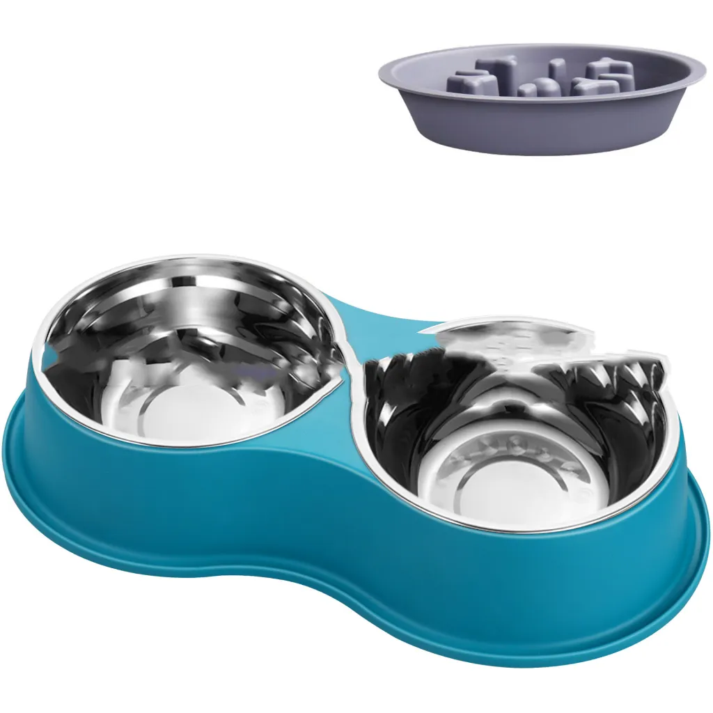 Pet Slow Feeding Bowl Removable Dogcat - Lake Blue