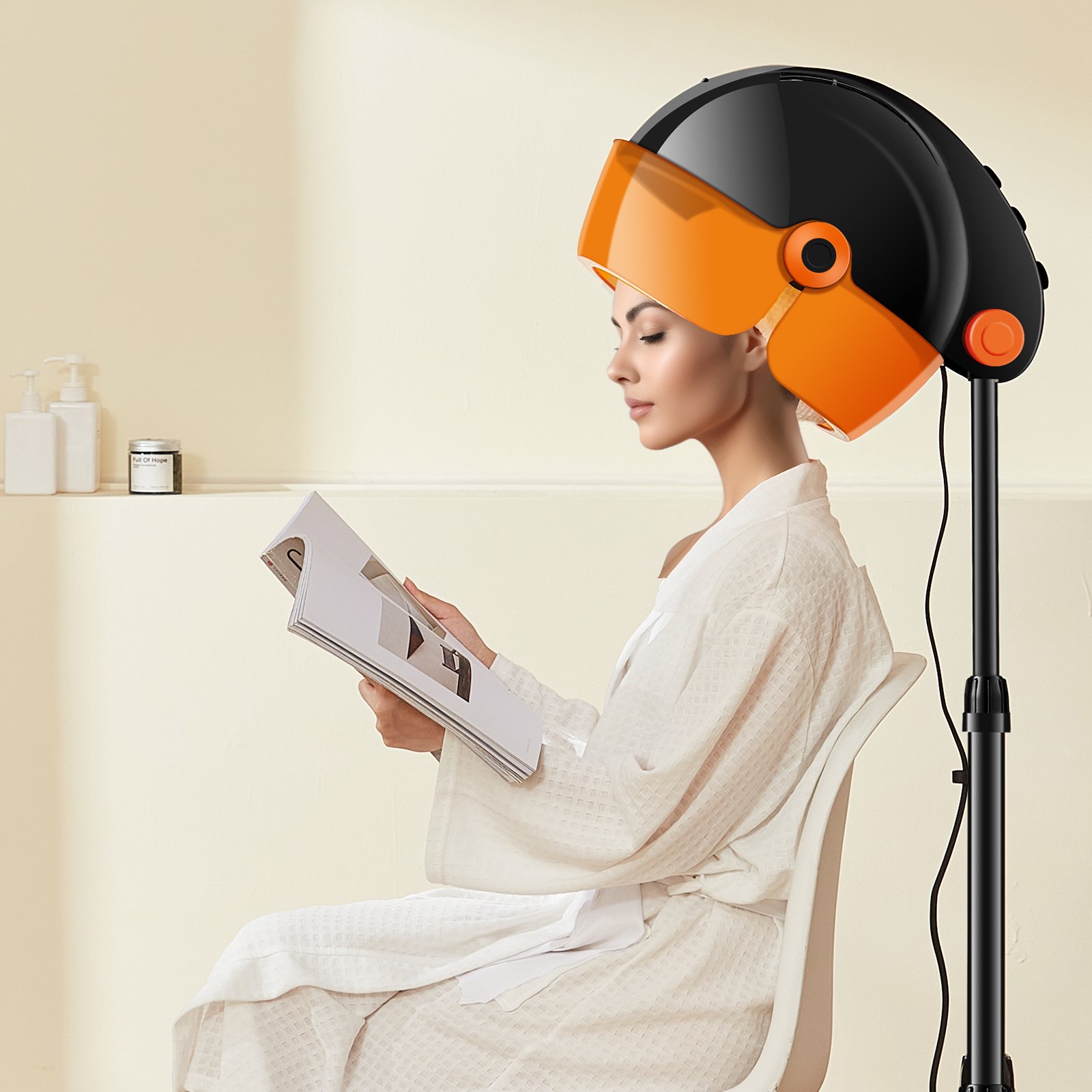 1875W Ionic Hooded Hair Dryer – Professional Sit-Under Bonnet Dryer with Timer, 3 Heat & Speed Settings, Rolling Stand for Salon & Home - Image 2