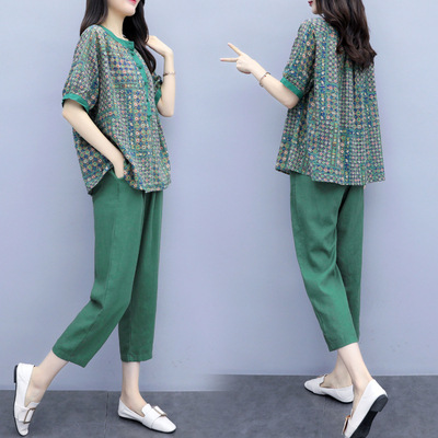 Cropped Pants Casual Fashion Suit Western Style Green - Shop at LoveMi