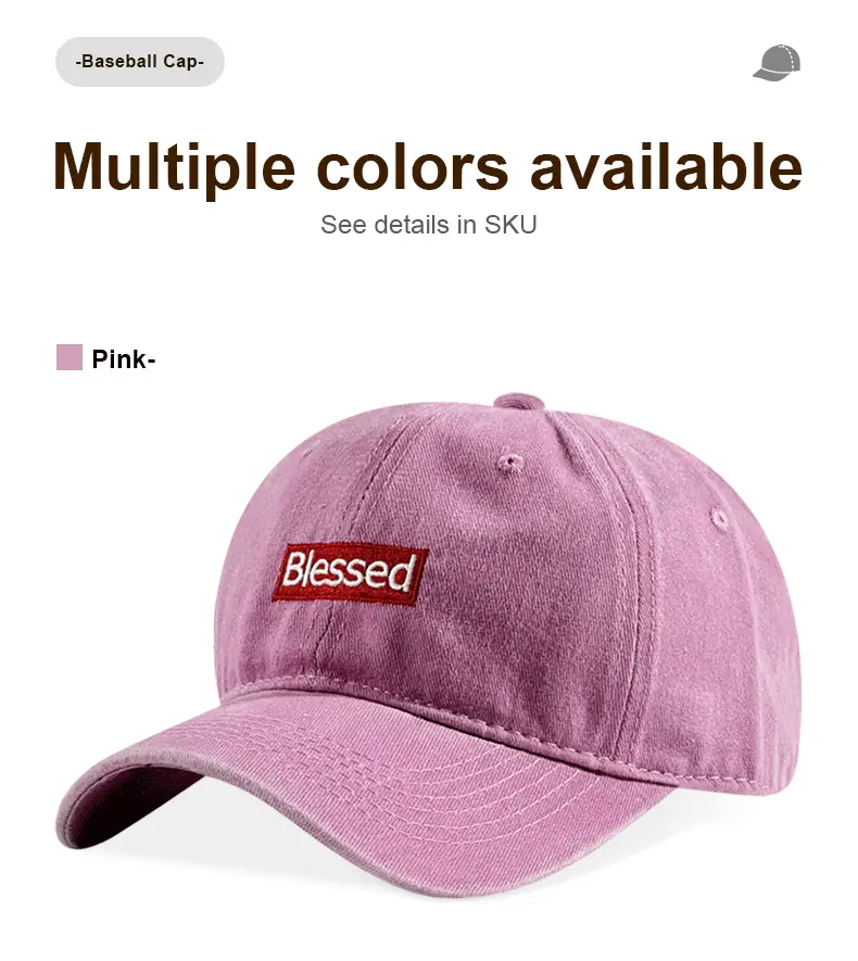 Vintage Washed Blessed Embroidered Baseball Cap Adjustable Unisex Streetwear Dad Hat