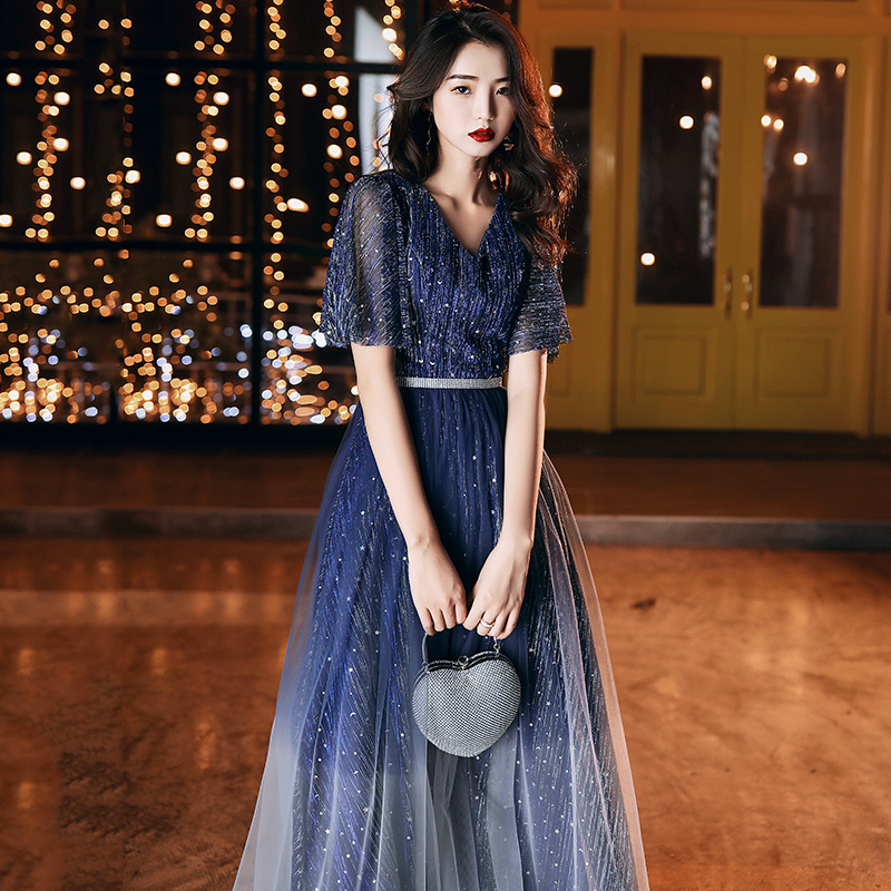 Sequin V-Neck Long Dress, picture 4 of 5