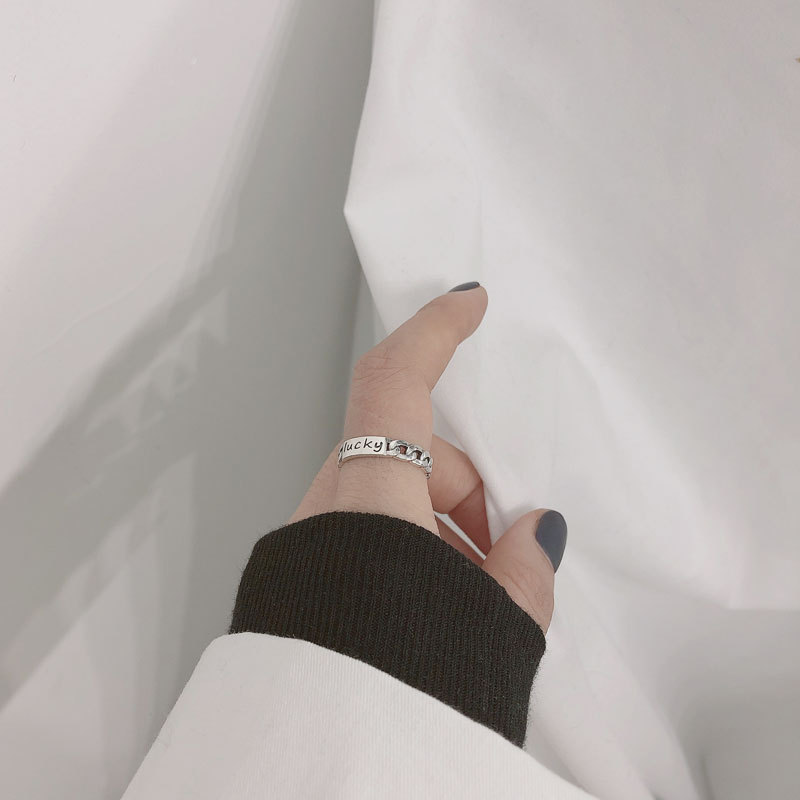Transport Chain Twist Ring Female Letter Personality