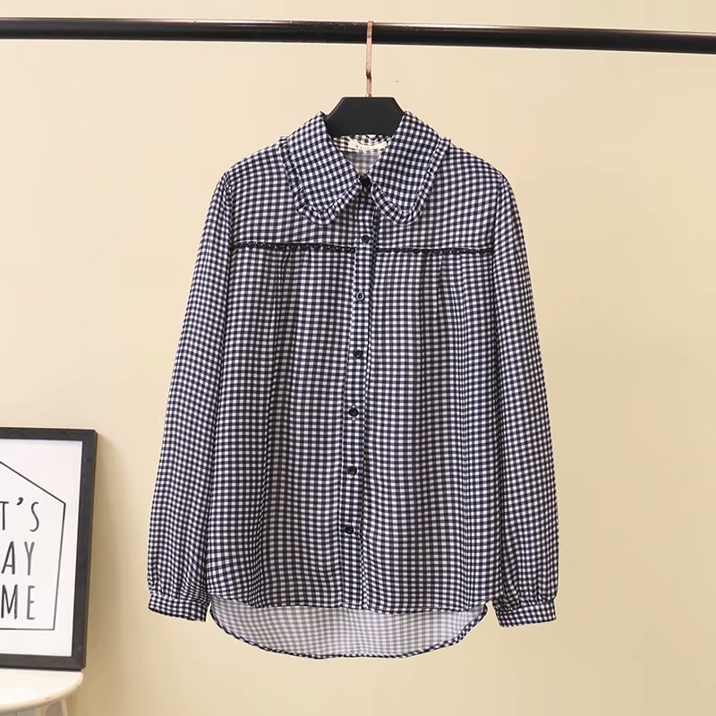 Title 4, Ladies Loose Plaid Long Sleeve Bottoming Shirt