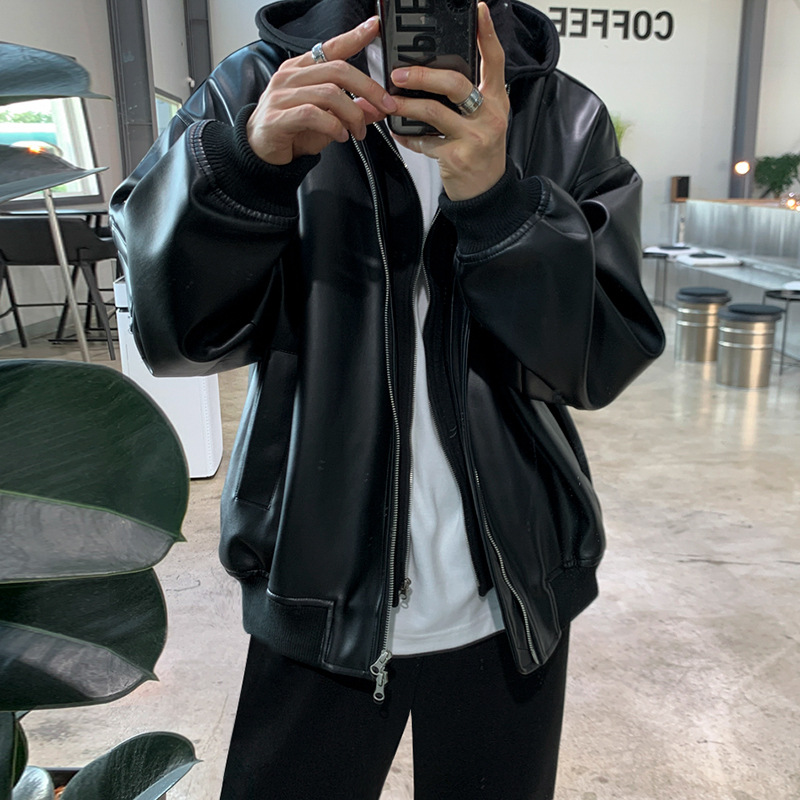 Men's Fashion Fake Two Pieces Patchwork Hooded Jacket