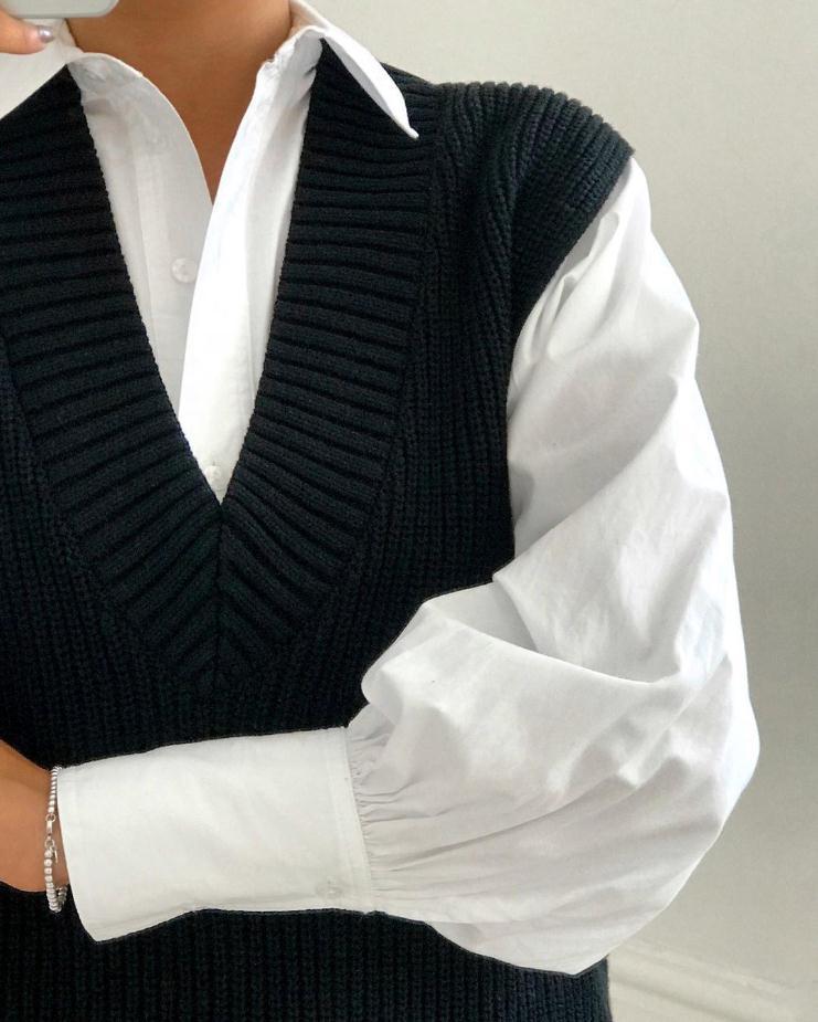 New Autumn And Winter Sweater Tops Solid Color Sweater Vest