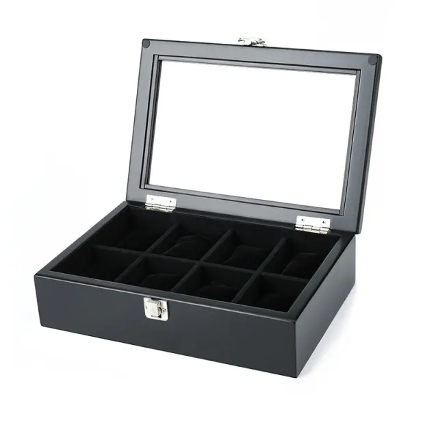 Wooden Watch Box Storage Box Glass Skylight Black - Shop at LoveMi