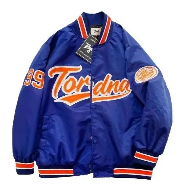 National Tide American Retro Embroidery Baseball Uniform Street Blue - Shop at LoveMi