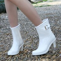 Title 6, New High-Heeled Rubber Shoes With Side Buckle C...