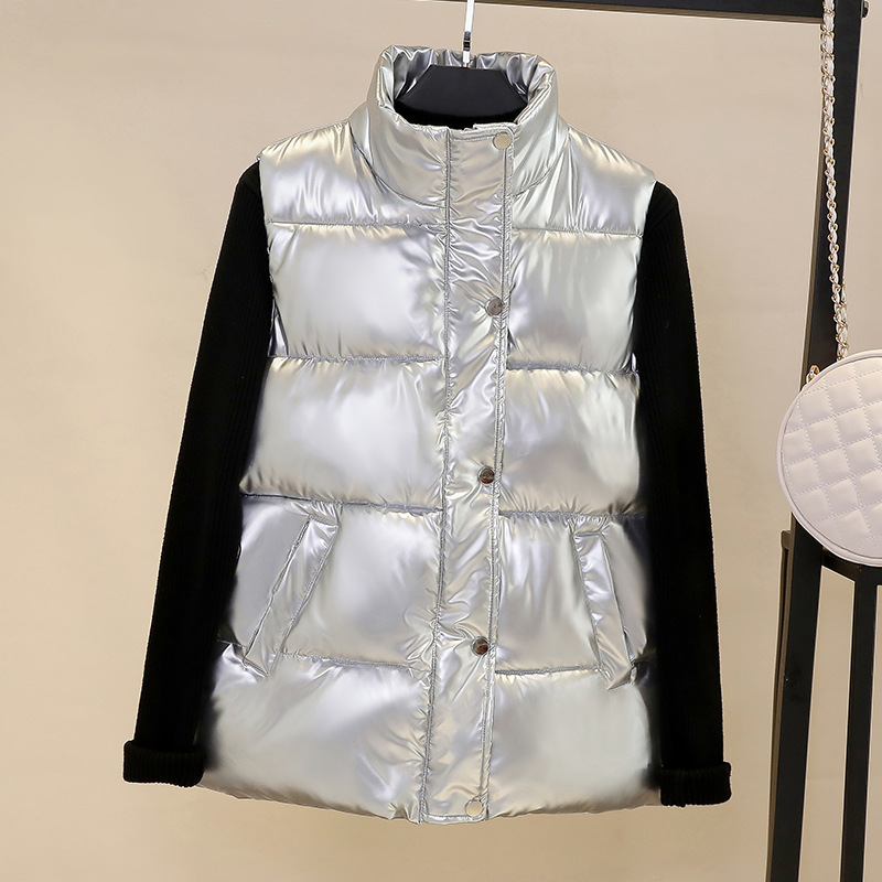 سترة نسائية بظهر قائم مع حشوة قطن لامعة متعددة الاستخدامات