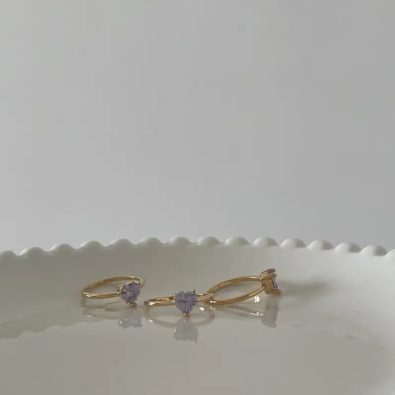 Super Shining Multi-cut Flour Purple Love Ring