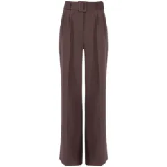 Women's Casual All-match Solid Color Neutral High Waist Suit Pants - Dark Brown - View 1