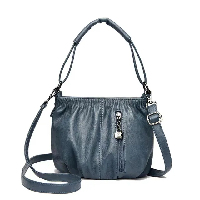Retro Pleated Design Bucket Bag Fashion All match Shoulder Messenger Bags For Women Handbag Blue - Shop at LoveMi