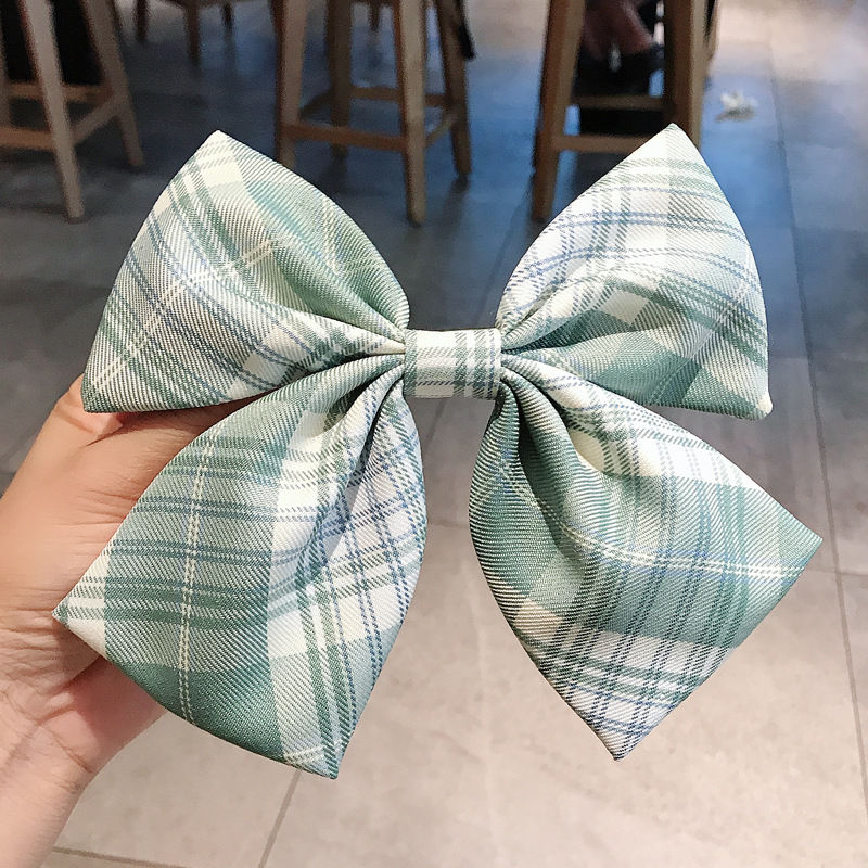 Girl's Plaid Bow Hairpin Green - Shop at LoveMi
