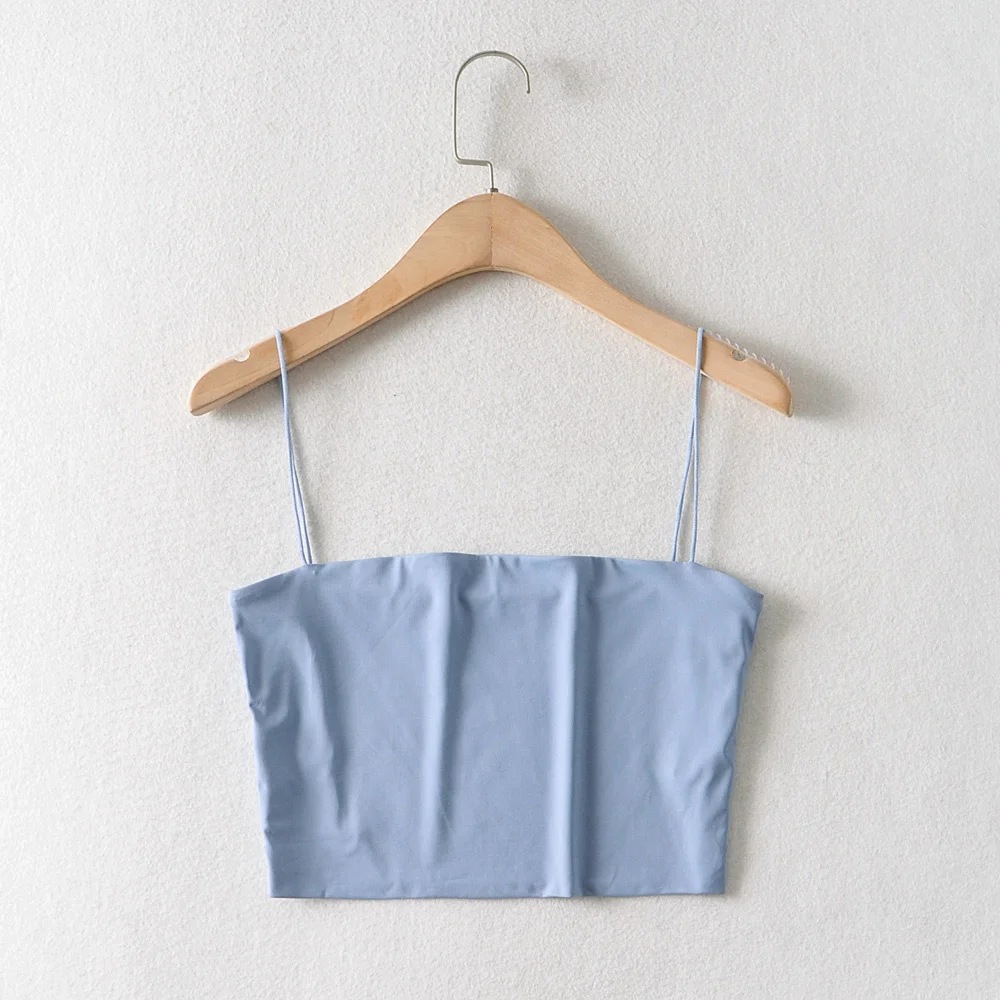 Pure Color High-waisted Double-layer Rubber Band Camisole
