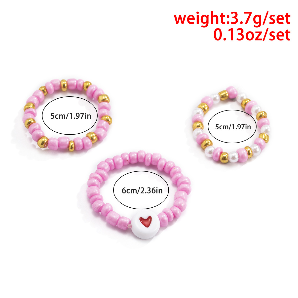 Ins Sweet And Cool Girl Love Beaded Ring Women