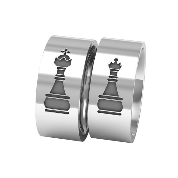 Festive Gift KING QUEEN Ring Chess King