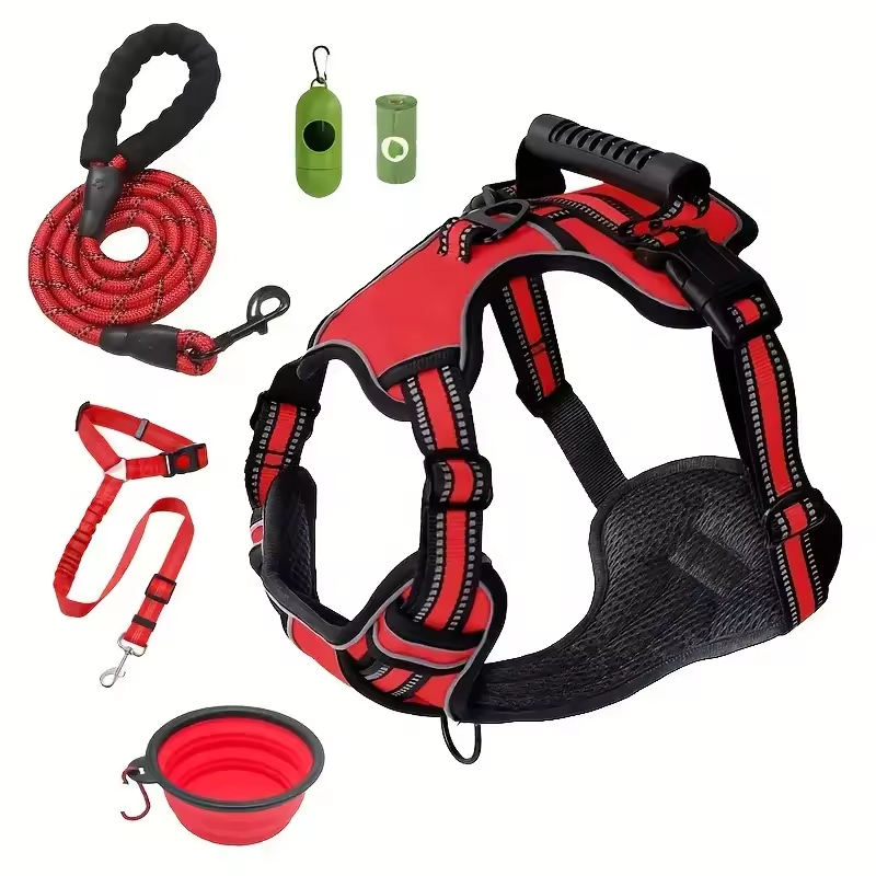 Tactical Service Dog Harness Strap Set, Car Seat Belt, Collapsible Bowl, Biodegradable Trash Bag Set For Dogs - Image 6