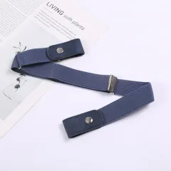 Elastic Belt Of Students' Seamless Jeans - Dark Blue - View 1