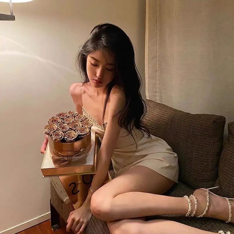 Women's Fashion Personality White Suspender Dress