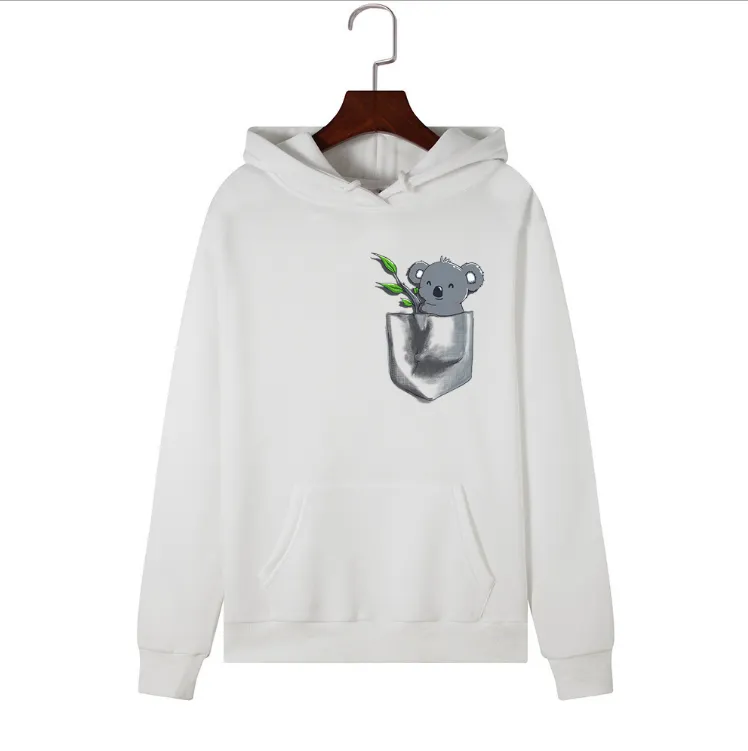 Casual Women's Loose Fleece Hooded Sweater - White