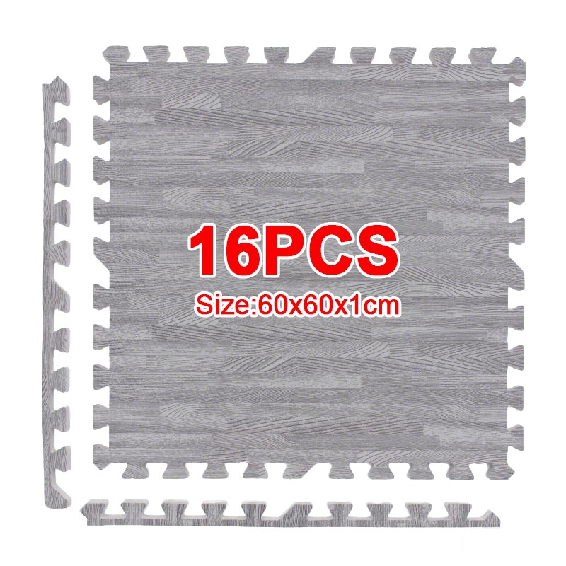 Grey Wooden Grain Foam Tiles Exercise Yoga Gym Fitness Garage Workshop Floor Mat — image 5