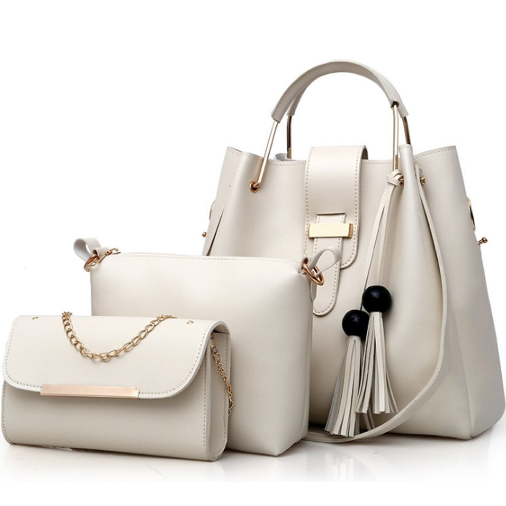 Womens Purse And Handbag 3Pcs Bag Set Tassel Tote Clutch Satchel Top Handle — image 10