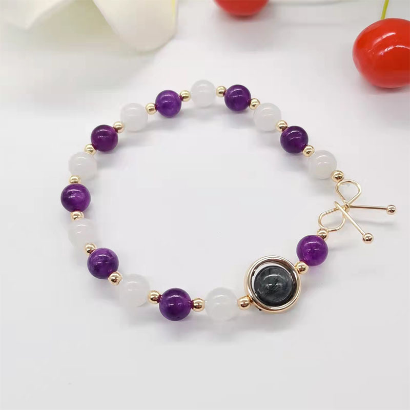 Title 1, Kristallweißes Mondlicht-Amethyst-Armband für M...