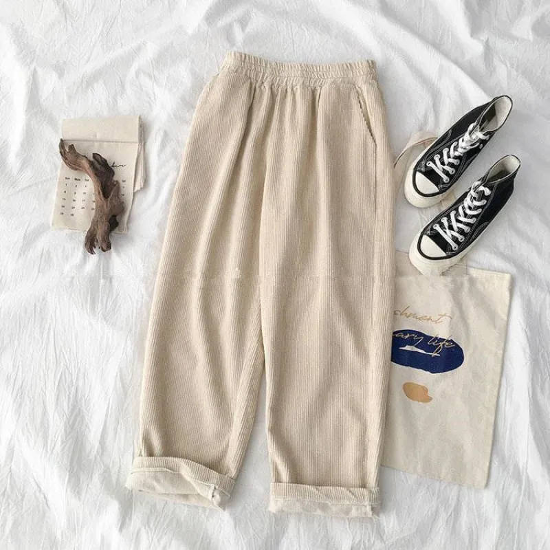 Korean Style High Waist Casual Wide-leg Loose Straight-leg Pants - Apricot