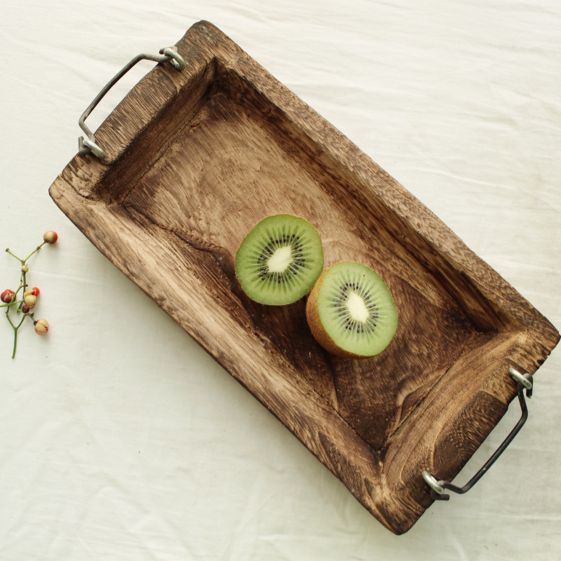 Title 9, Retro Rectangular Old Tray Wooden Fruit Plate