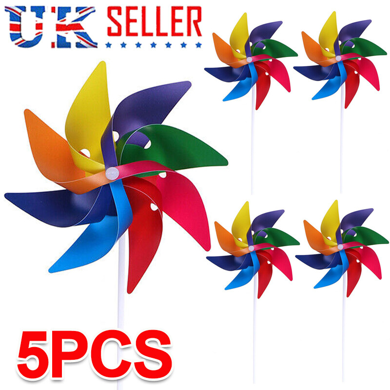 5X Kid Colorful Wind Spinner Pinwheel Windmill Garden Yard