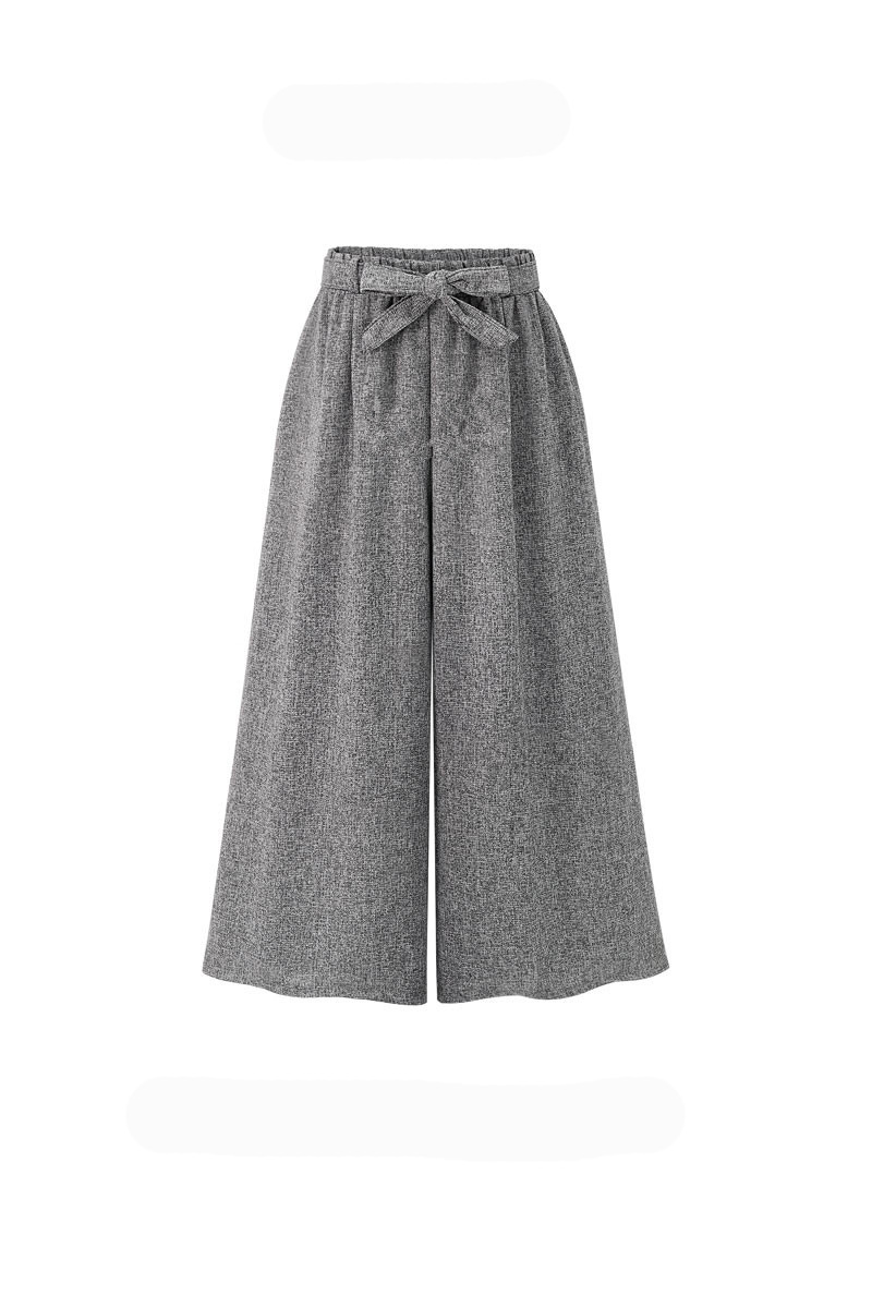 SHEIN Wide Leg Pants Women Zipper Fly Loose Trousers Women Grey High Waist Self Belted Box Pleated Palazzo Pants