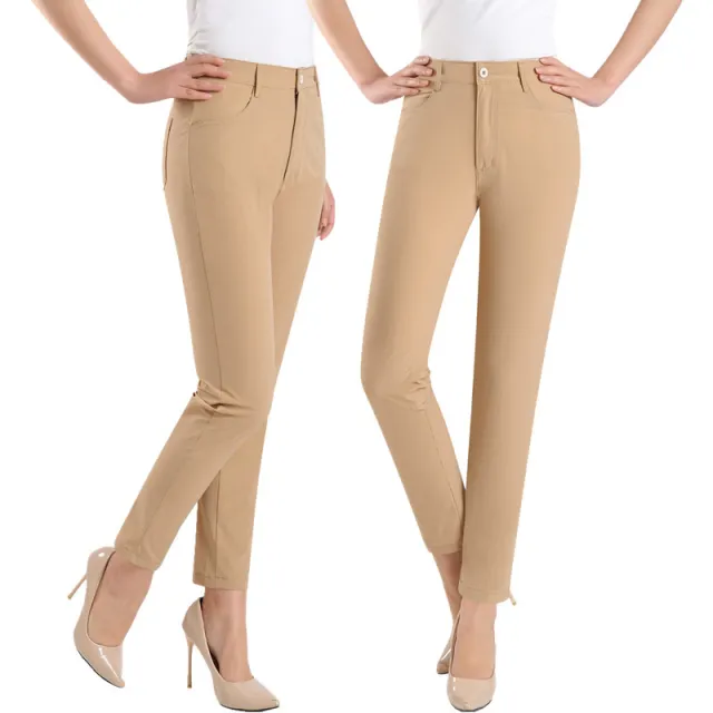 High waist Elastic Middle aged And Elderly Loose Women's Trousers Khaki - Shop at LoveMi
