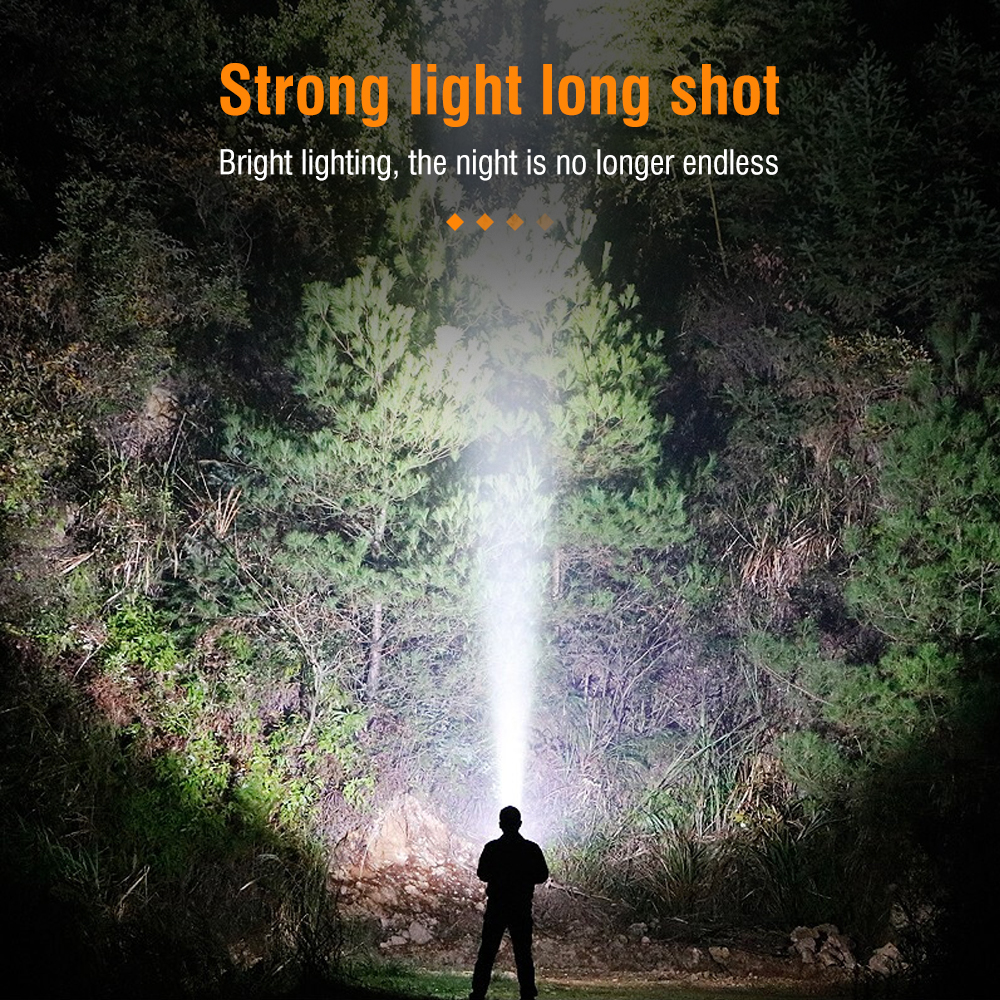 Super Bright 200000LM Torch Led Flashlight USB Rechargeable Zoom Tactical Light