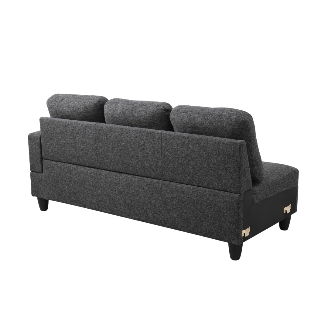 Pickup Only--Black Grey Linen 3-Piece Couch Living Room Sofa Set