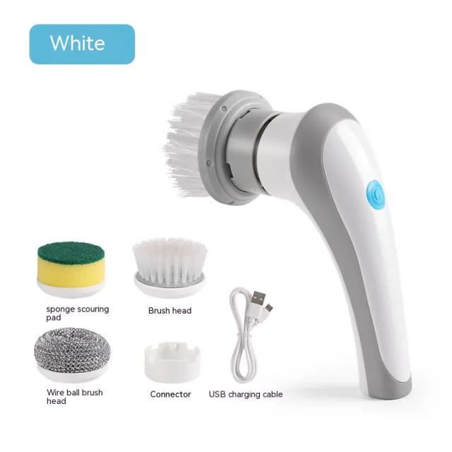 Electric Cleaning Brush 4 In 1 Spinning Scrubber Handheld Electric Cordless Cleaning Brush Portable White - Shop at LoveMi