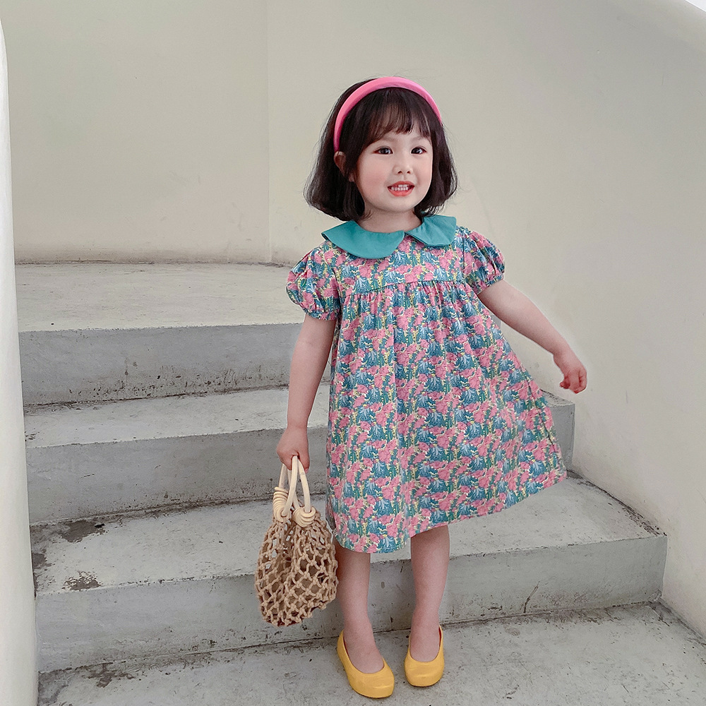 Printed Puff Sleeve Short Sleeve Skirt Children's