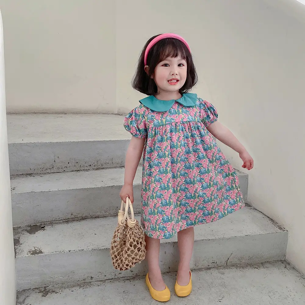 Printed Puff Sleeve Short Sleeve Skirt Children's