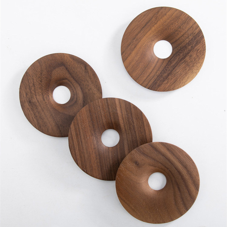 Wooden black walnut tea coaster set