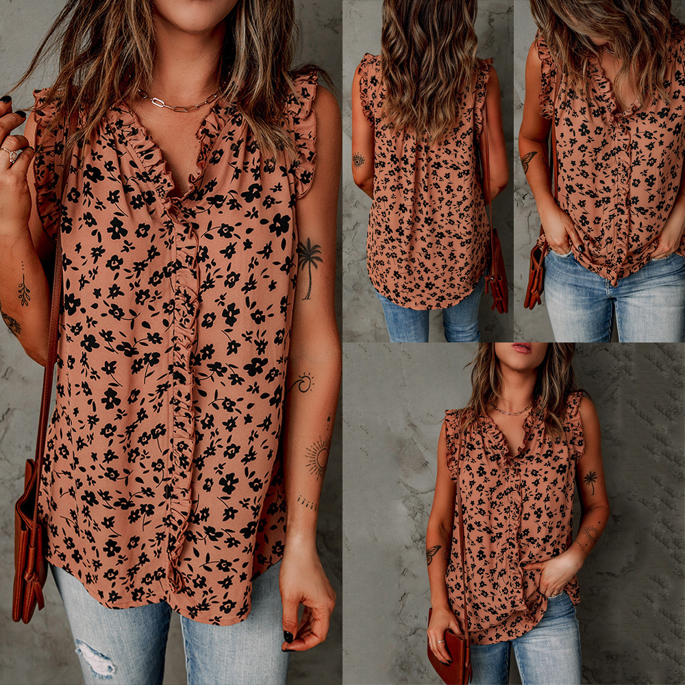 Summer New Leopard Print Sleeveless Women's T-Shirt