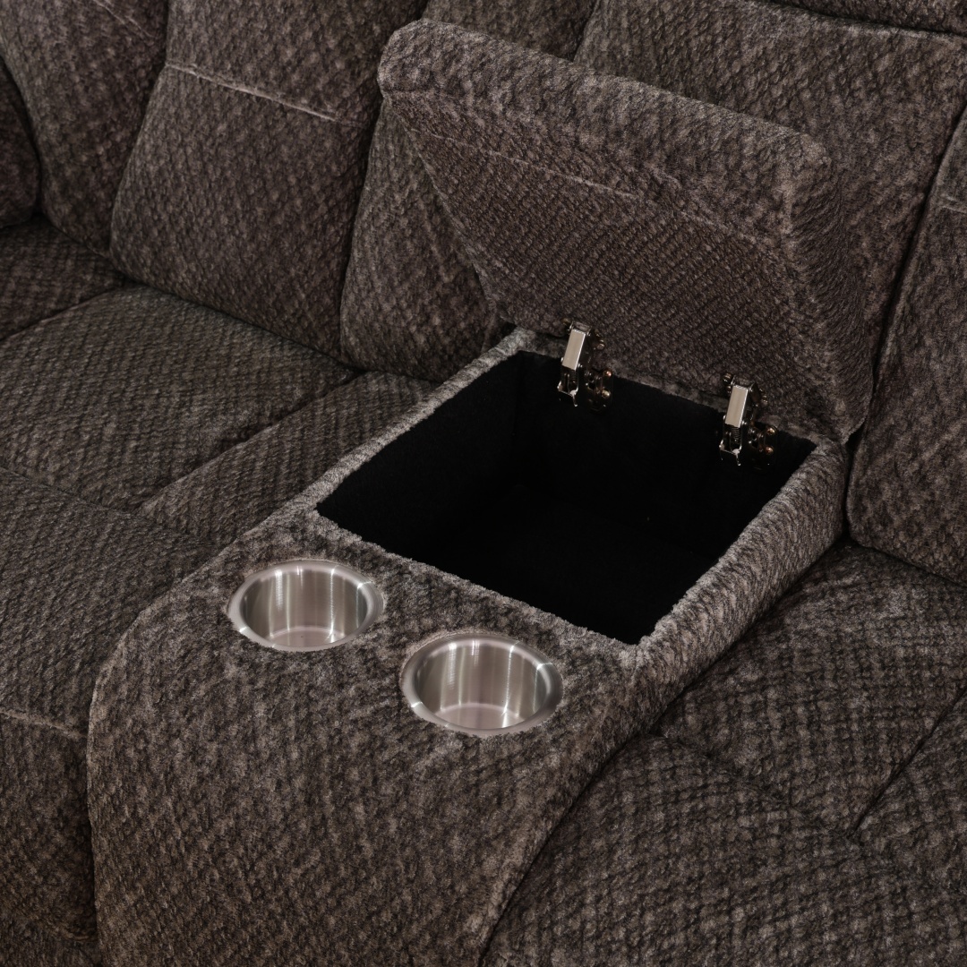 Pickup Only--Brown Cashmere Fleece Living Room Recliner Intelligent 3-Piece Sofa Set