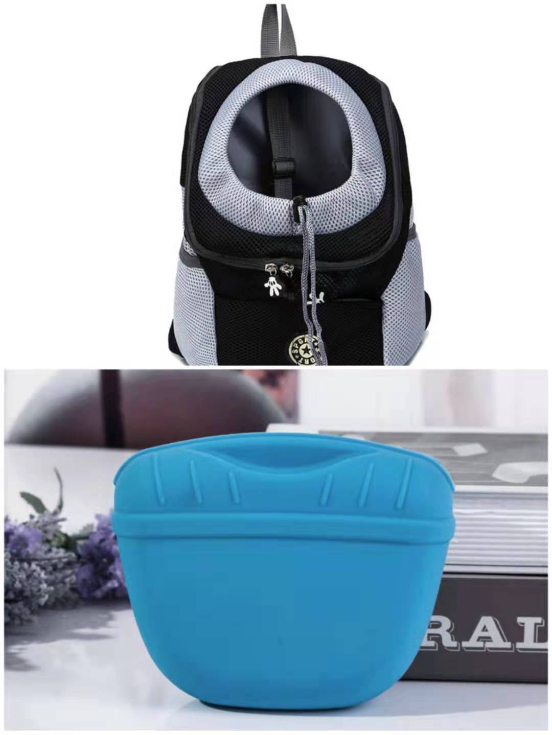 BLUE supplie and black bag l