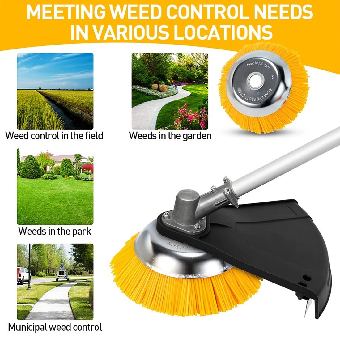 8 Inch Nylon Brushcutter Strimmer Brush Head For Moss And Path Weed Removal UK