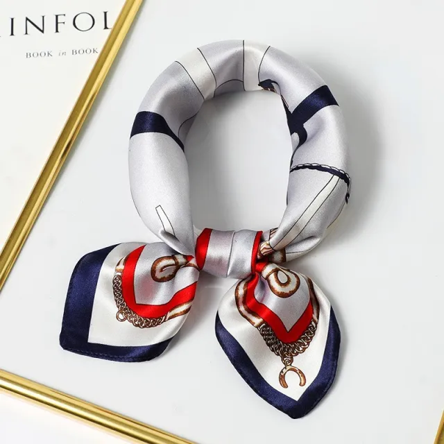 Silk Scarf Women's Spring And Summer New Fashion Professional All match Printing Satin Silk Small Square Scarf Soft Scarf Set23 - Shop at LoveMi