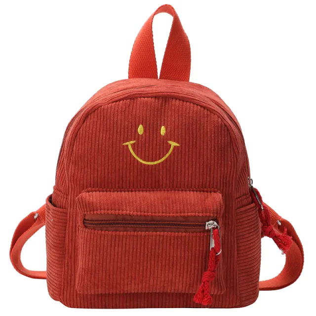 Bag Female Fashion Simple Backpack Korean Casual Japanese Harajuku All match Velvet Bag Orange - Shop at LoveMi